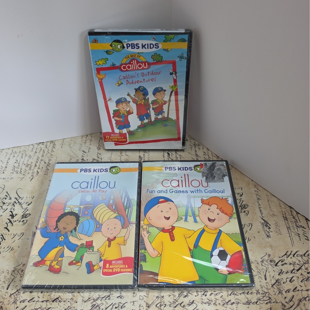 NEW LOT of 3 Caillou DVDs 2001-2014 PBS Kids Special Features New Sealed